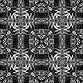Grunge black and white geometric tartan seamless pattern. Vector tribal ethnic style textured background. Plaid grungy Royalty Free Stock Photo
