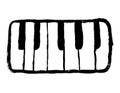 Grunge black and white piano keys. Hand-drawn ink doodle icon. Simple design. Synthesizer music illustration Royalty Free Stock Photo