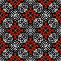 Grunge black white red geometric seamless pattern. Vector tribal ethnic style textured background. Grungy abstract Royalty Free Stock Photo