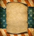 Grunge blank paper declaration over USA flag independence day template 3d illustration