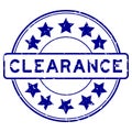 Grunge blue clearance word with star icon round rubber stamp on white background Royalty Free Stock Photo