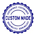 Grunge blue custom made word round rubber stamp on white background