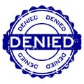 Grunge blue denied wording round rubber seal stamp on white background Royalty Free Stock Photo