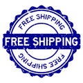 Grunge blue free shipping word round rubber stamp on white background Royalty Free Stock Photo
