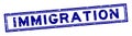 Grunge blue immigration word square rubber stamp on white background Royalty Free Stock Photo
