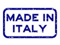 Grunge blue made in italy square rubber seal stamp on white background Royalty Free Stock Photo