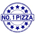 Grunge blue number one pizza with star icon round rubber stamp on white background Royalty Free Stock Photo