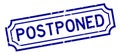 Grunge blue postponed word rubber stamp on white background