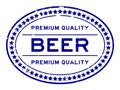Grunge blue premium quality beer word oval rubber seal stamp Royalty Free Stock Photo