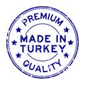 Grunge blue premium quality made in Turkey round rubber stamp on white background Royalty Free Stock Photo