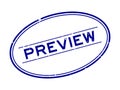 Grunge blue preview word oval rubber stamp on white background Royalty Free Stock Photo