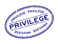 Grunge blue privilege word oval rubber stamp on white background