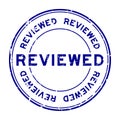 Grunge blue reviewed word round rubber stamp on white background Royalty Free Stock Photo