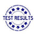 Grunge blue test results word with star icon rubber stamp on white background Royalty Free Stock Photo