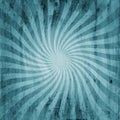 Grunge blue vintage sunburst swirl, twirl background texture Royalty Free Stock Photo