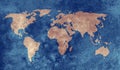 Grunge blue world map Royalty Free Stock Photo