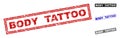 Grunge BODY TATTOO Scratched Rectangle Stamp Seals