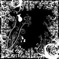 Grunge border with stylized floral elements Royalty Free Stock Photo