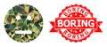 Grunge Boring Stamp Seal And Neutral Smiley Low-Poly Mocaic Military Camouflage Icon