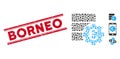 Grunge Borneo Line Stamp and Collage Euro Financial Database Options Icon