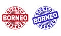 Grunge BORNEO Scratched Round Stamps