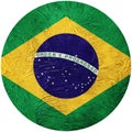 Grunge Brasil flag. Brazilian button flag Isolated on white back Royalty Free Stock Photo