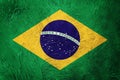 Grunge Brasil flag. Brazilian flag with grunge texture. Royalty Free Stock Photo