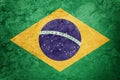 Grunge Brasil flag. Brazilian flag with grunge texture. Royalty Free Stock Photo