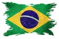 Grunge Brasil flag. Brazilian flag with grunge texture. Brush stroke Royalty Free Stock Photo