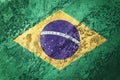 Grunge Brasil flag. Brazilian flag with grunge texture. Royalty Free Stock Photo