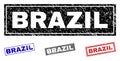 Grunge BRAZIL Textured Rectangle Stamp Seals