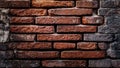 Grunge Brick Wall Background. Old weathered brick wall fragment.