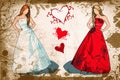 Grunge bride and bridesmaid Royalty Free Stock Photo