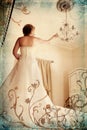 Grunge bride in white in roman Royalty Free Stock Photo