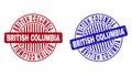 Grunge BRITISH COLUMBIA Scratched Round Stamps