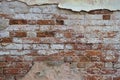 Old weathered Broken Brick wall fragment