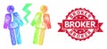 Grunge Broker Stamp and LGBT Colored Linear Businessmen Conflict