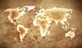 Grunge brown world map Royalty Free Stock Photo