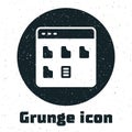 Grunge Browser files icon isolated on white background. Monochrome vintage drawing. Vector