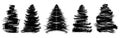 Grunge brush drawing of Christmas tree. Beautiful doodle spruce, ink paint. Vector illustration