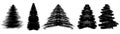 Grunge brush drawing of Christmas tree. Beautiful doodle spruce, ink paint. Vector illustration