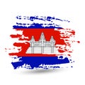 Grunge brush stroke with Cambodia national flag