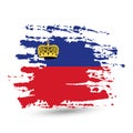 Grunge brush stroke with Liechtenstein national flag