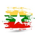 Grunge brush stroke with Myanmar national flag