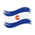 Grunge Brush Stroke With National Flag Of Colorado Isolated On A White Background. Vector Illustration.