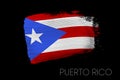 Grunge brush stroke with Puerto Rico national flag. Watercolor painting flag of Puerto Rico. Symbol, poster, banner of the Royalty Free Stock Photo