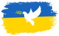 Grunge brush stroke with Ukraine national flag and dove peace Royalty Free Stock Photo