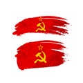 Grunge brush stroke with USSR national flag on white Royalty Free Stock Photo