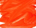 Grunge brush strokes paint. The puddle of red oil paint spill isolated over the white background. Royalty Free Stock Photo