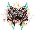 Grunge butterfly with colorful twirled elements